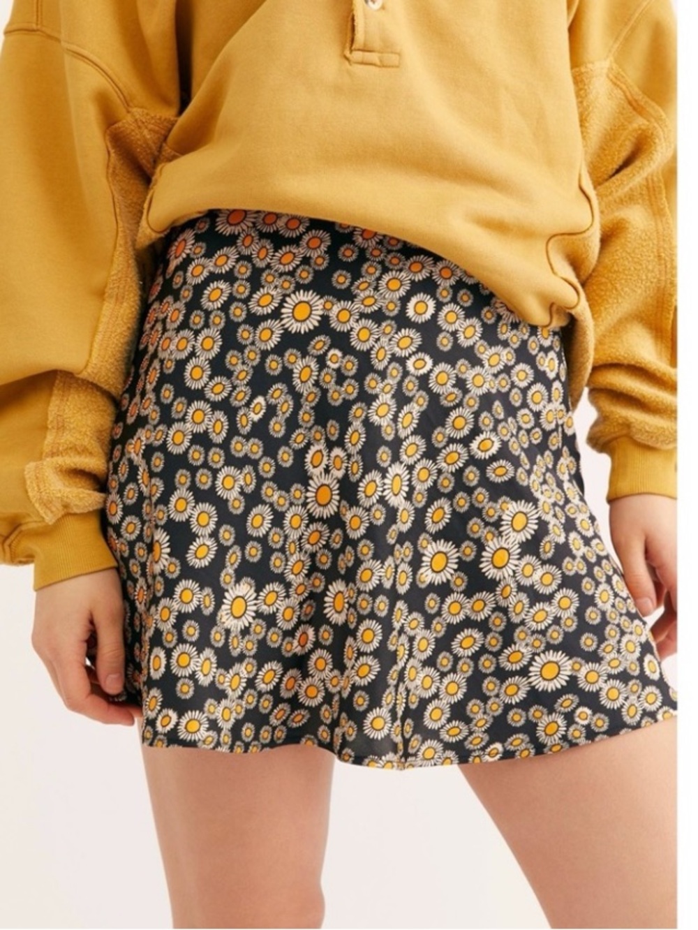 Free People Phoebe Floral Daisy Printed Mini Skirt Size 12 New With Tag
